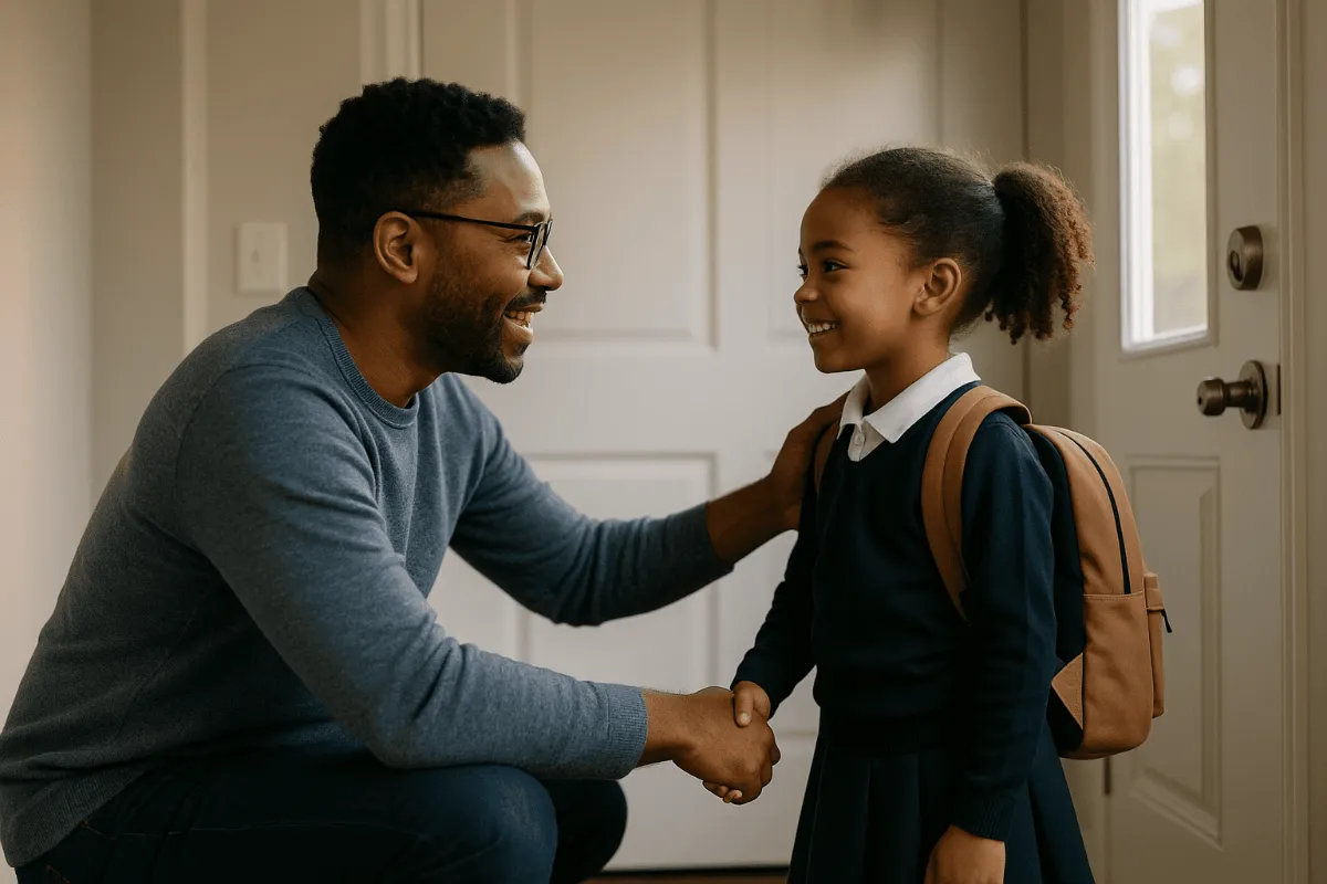 Parent helping child with separation worry using gentle encouragement
