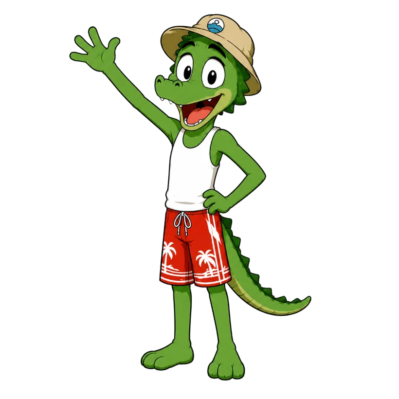 Ricky the crocodile waving