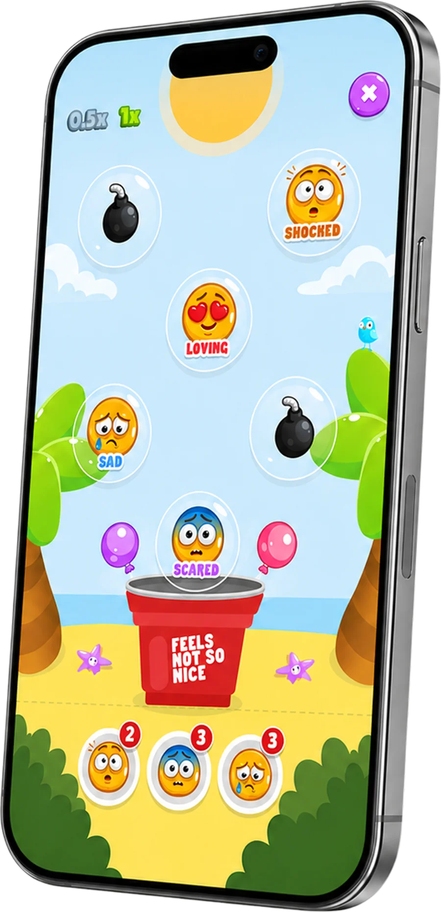 The feelings game in the InnerSteps app